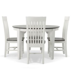 Cosmopolitan Heather Gray/White 5 Piece Dinette Set (Oval Table with 4 Mission Side Chairs)