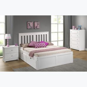 Cambridge White Platform Bed with Drawers