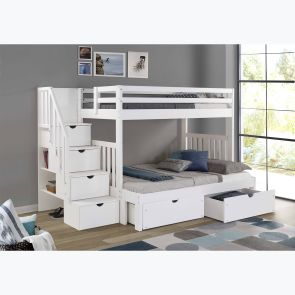 Cambridge White Staircase Bunk Bed with Drawers
