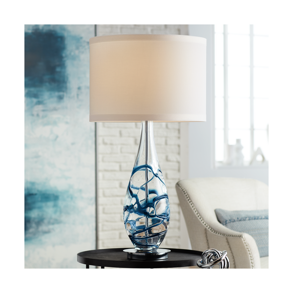 Indigo Swirl Art Glass Lamp Bernie, Indigo Glass Table Lamps