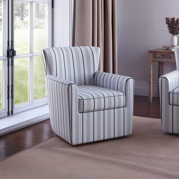 Buy Blakely Blue Stripe Accent Swivel Chair Online at Bernie & Phyl's