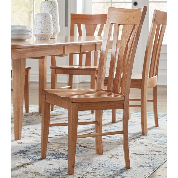 Amish Natural Cherry Dining Room Side, Light Cherry Wood Dining Room Chairs With China Cabinet