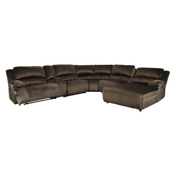 Clonmel Chocolate 6 Piece Power, Clonmel Charcoal 3 Piece Right Facing Chaise Sectional Sofa