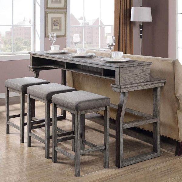 Hayden Way 4 Piece Console Bar Set, Console Table Set With Stools