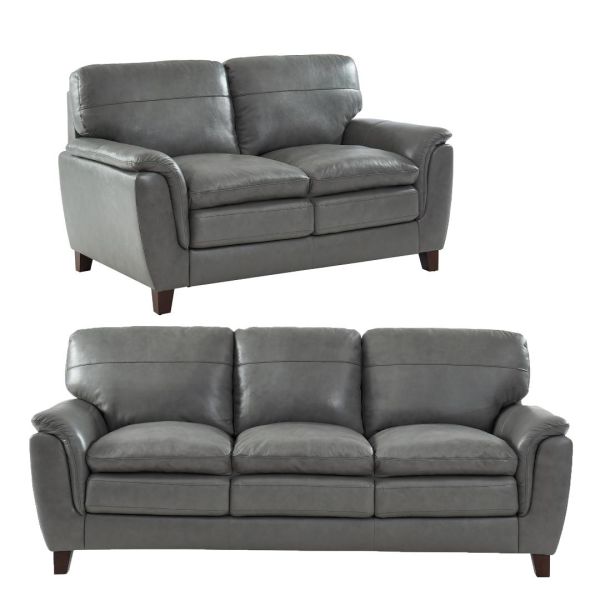 Dove Grey Leather Sofa And Loveseat, Living Room With Grey Leather Sofa