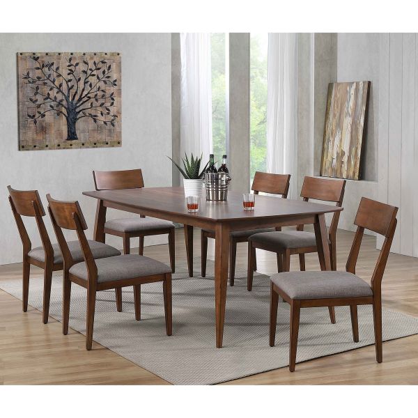 Mid Century 7 Piece Dining Set, Mid Century Modern Dining Room Table For 6