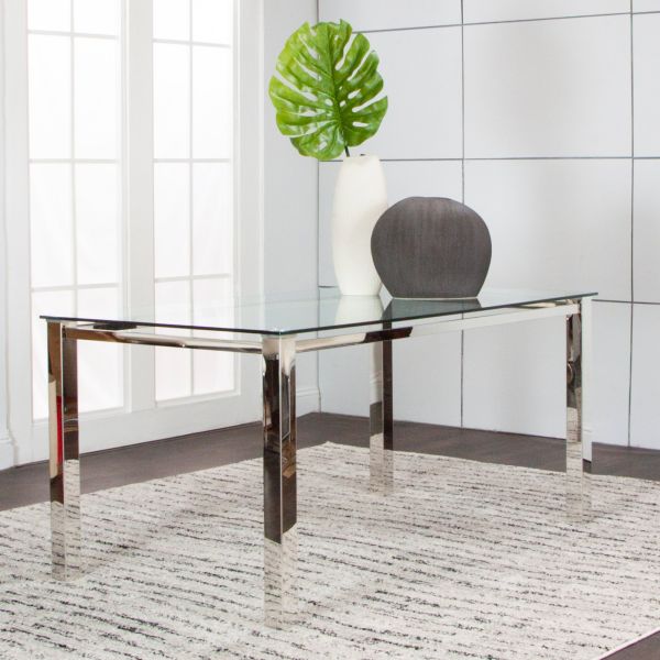 Skyline Rectangular Glass Dining Table - Bernie & Phyl's Furniture
