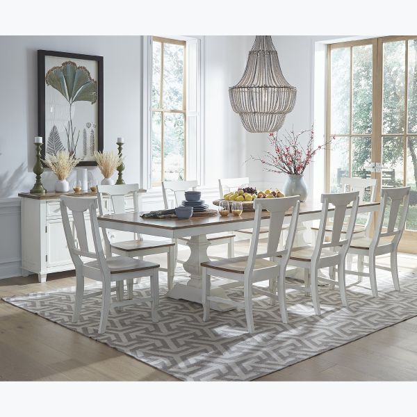 Vista Hickory Shell 9 Piece Dining Set Trestle Table with 8