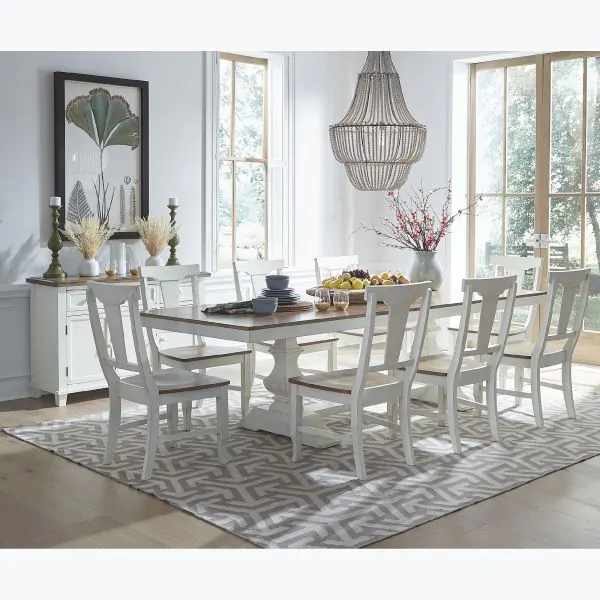 Buy Vista Hickory/Shell 9 Piece Dining Set (Trestle Table with 8