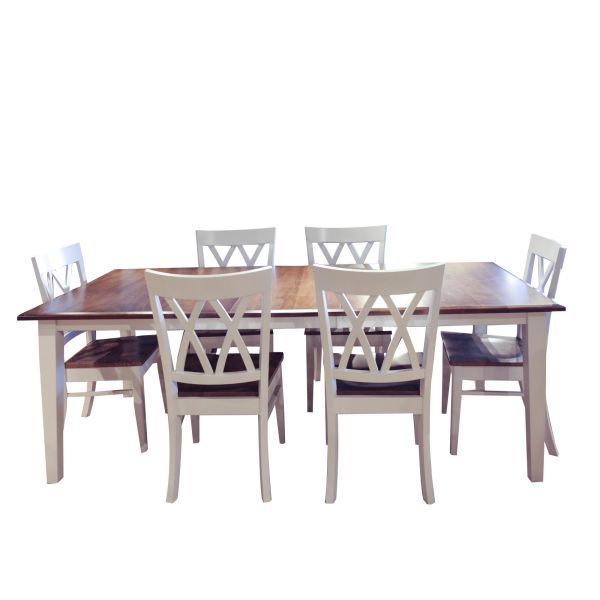 Sandstone White 7 Piece Dining Set Rectangular Table with 6 Side