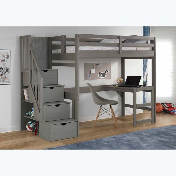 Twin size bunk bed with desk outlet