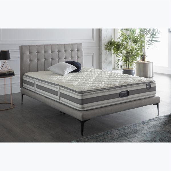 Light gray upholstered bed sales