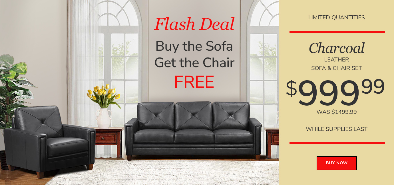 Flash Deal: Buy the Charcoal Leather Sofa Get the Chair FREE