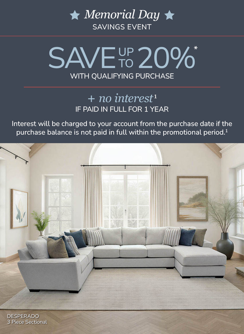 Save up to $2500* + no interest if paid in full for 1 year(1)