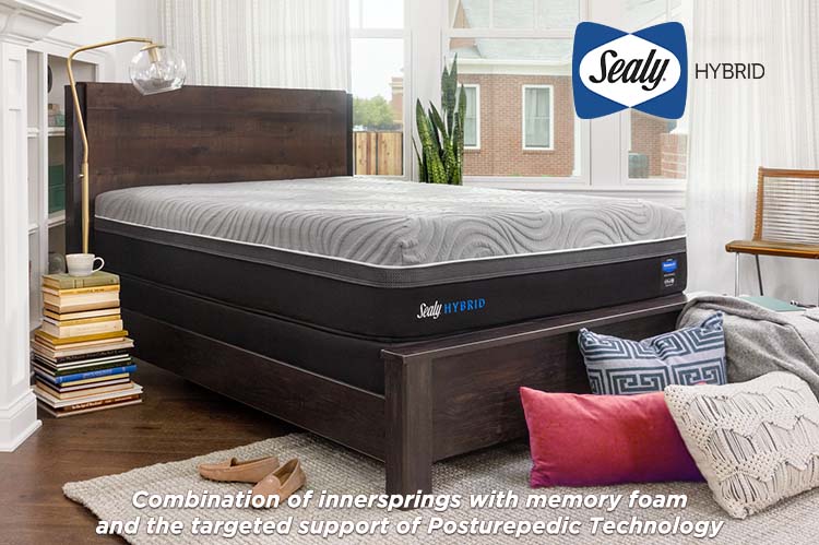 Sealy Hybrid - Combination of innersprings with memory foam and the targeted support of Posturepedic Technology 